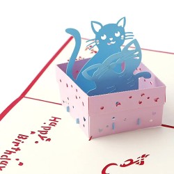 Verjaardagskaart | blauwe katten pop-up