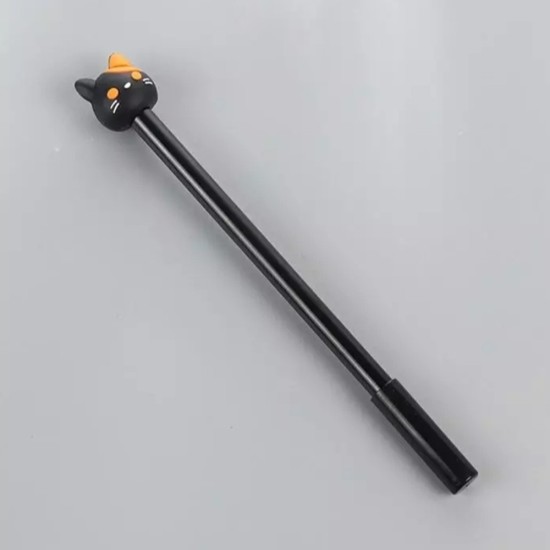 Pen | Kattenkop | zwart met oranje