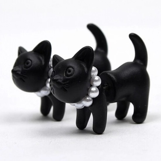 Oorbellen | kat | zwart